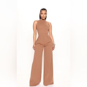 “Workaholic jumpsuit- mocha” from Fashion Nova